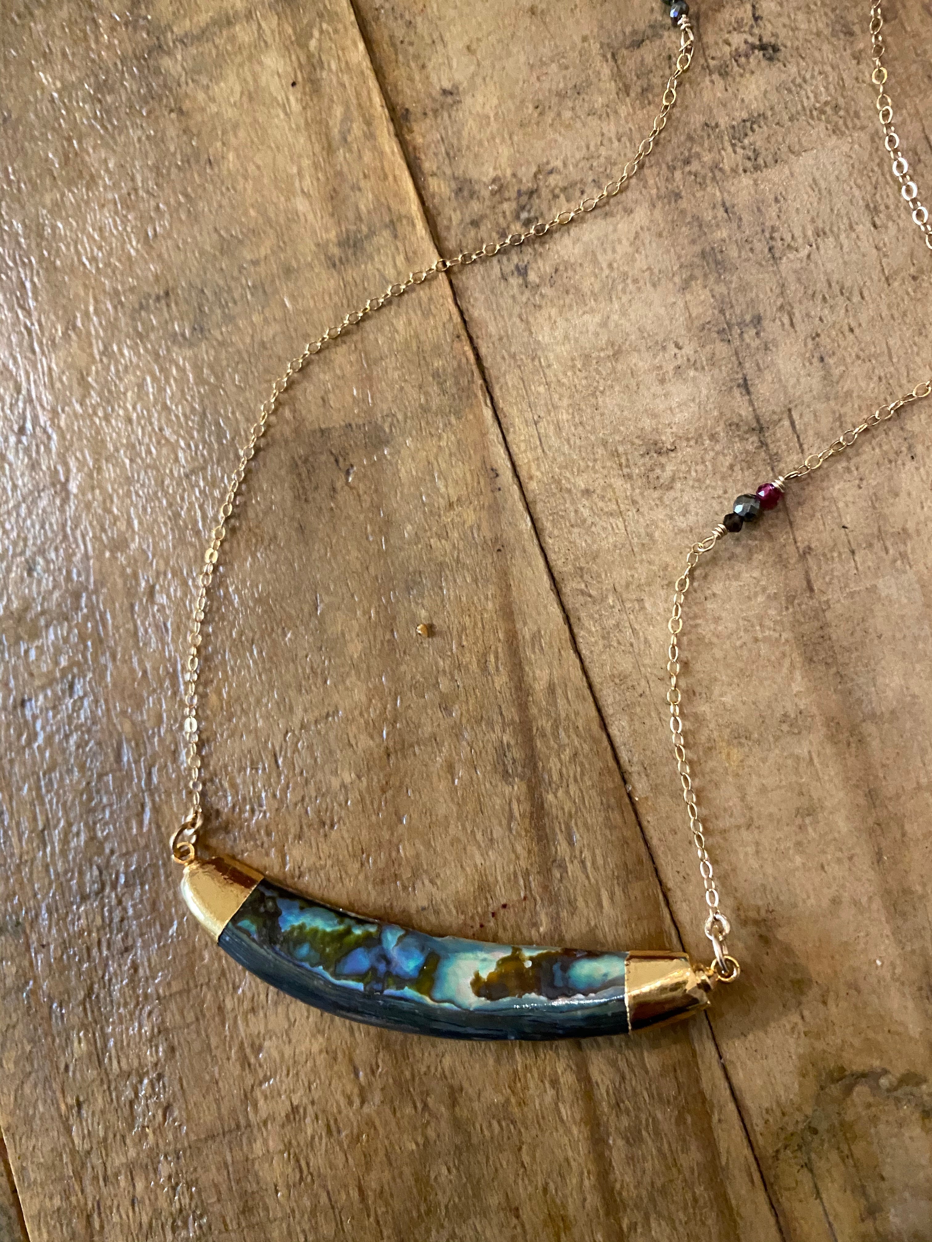 Abalone Dainty Bar Necklace