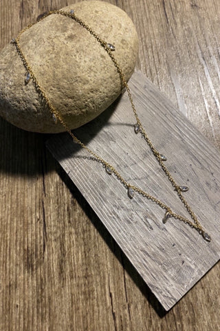 Floating Pyrite Crescent Necklace
