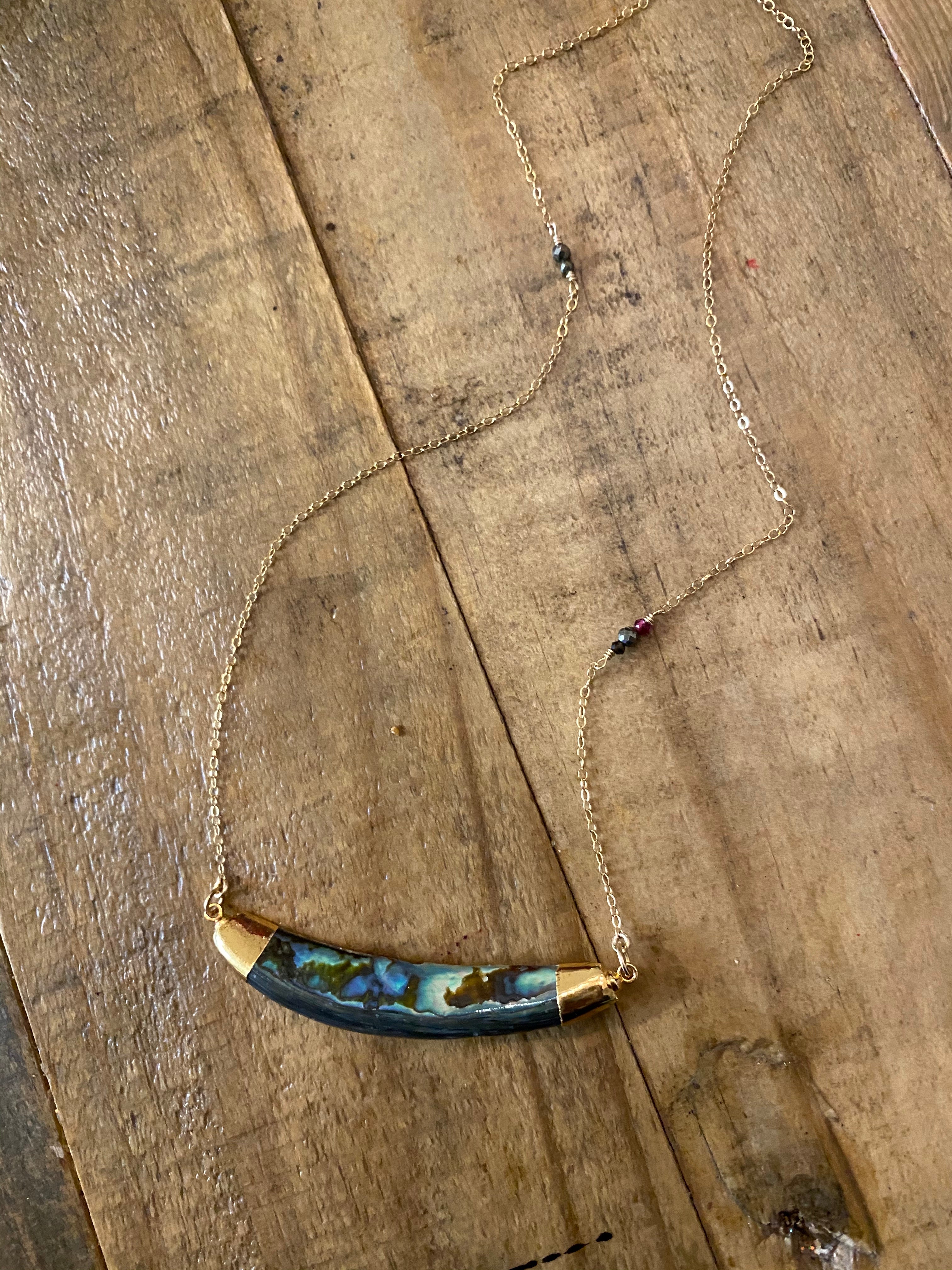 Abalone Dainty Bar Necklace
