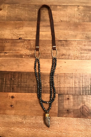 Druzy N' Leather Wrap Bracelet/Choker