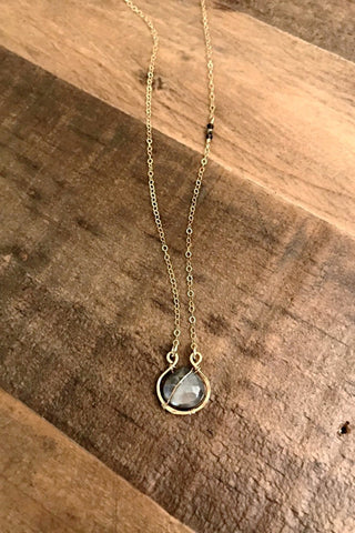 Floating Pyrite Crescent Necklace